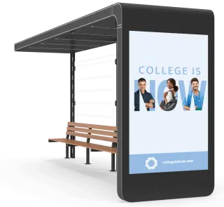 Bus stop billboard example for Utah System of Higher Education