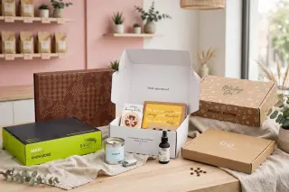 Printed subscription mailers opened to show contents