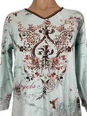 Light Chalky Blue Fleur Des Lis "Angels" Top by Katina Last One! Large