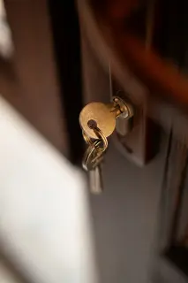 A key inserted into a lock