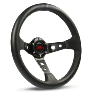 Steering Wheel Leather 14" GT Deep Dish Black With Holes