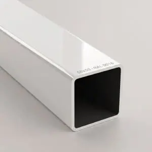 Țeavă pătrată din aluminiu 50×50 mm, Alb (RAL 9016) (6 m / 2×3 m)