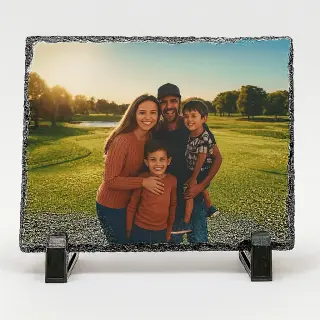 Slate Custom Rock Stone Photo Rectangular Frame Picture Frame with Display Holder for DIY Craft 5.9 x 7.9 Inch