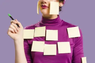 Freepik woman with sticky empty notes her