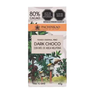 Dark Choco – Chocolate oscuro 80% cacao con miel de abeja meliponia PACHINKAO Tree to Bar 45g | El mejor derivado del cacao peruano | Pruébalo