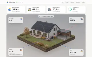 Eigenes Energie-Dashboard einer Photovoltaikanlage mit Live-Energieflüssen
