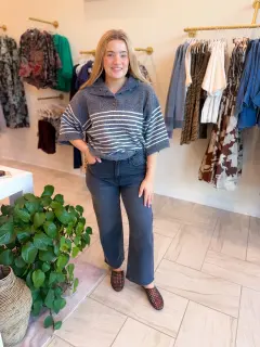 Stripe Short Sleeve Knit Top