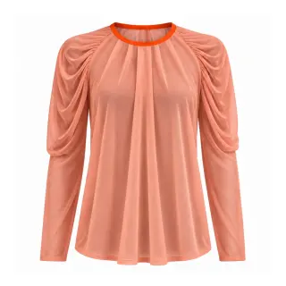 GUILLOTINE Long Sleeve Draped Blouse | Desert Rose