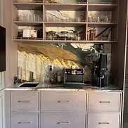 Calacatta Picasso Gold Marble, Marble of the World, marble, natural stone, coffee bar, bar inspo