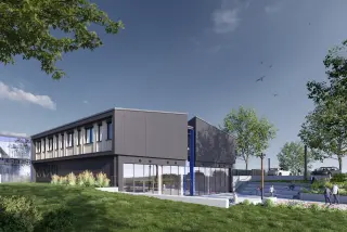 Architekten und Generalplaner der EPU Gruppe – Rendering von dem Erweiterungsbau des Gymnasiums in Horn-Bad Meinberg